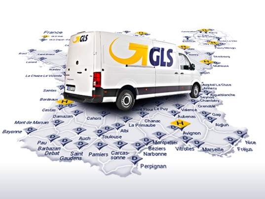 Camion GLS France sur cartographie France
