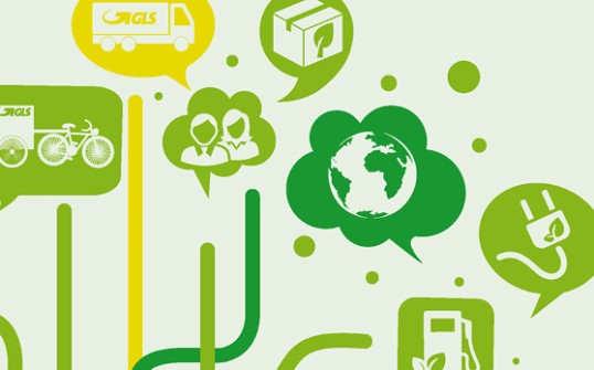 Pictogrames démarches RSE GLS France avec véhicules environnement énergies renouvelables